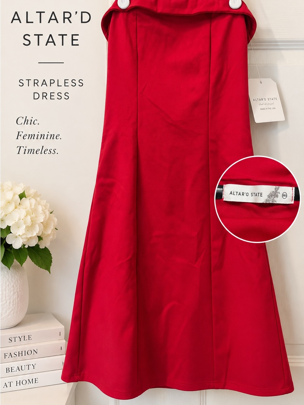 Altar'd State Bold Red Strapless A-Line Dress